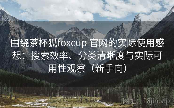 围绕茶杯狐foxcup 官网的实际使用感想：搜索效率、分类清晰度与实际可用性观察（新手向）